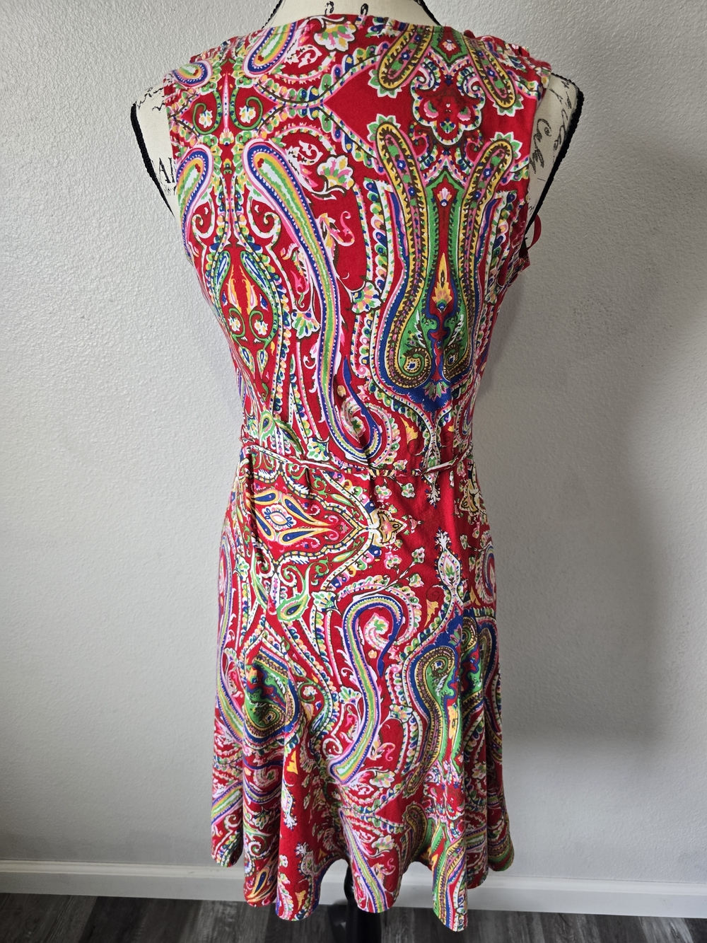Lauren Ralph Lauren dress Size S Paisley Ruffled Collar Belted - Picture 4 of 9